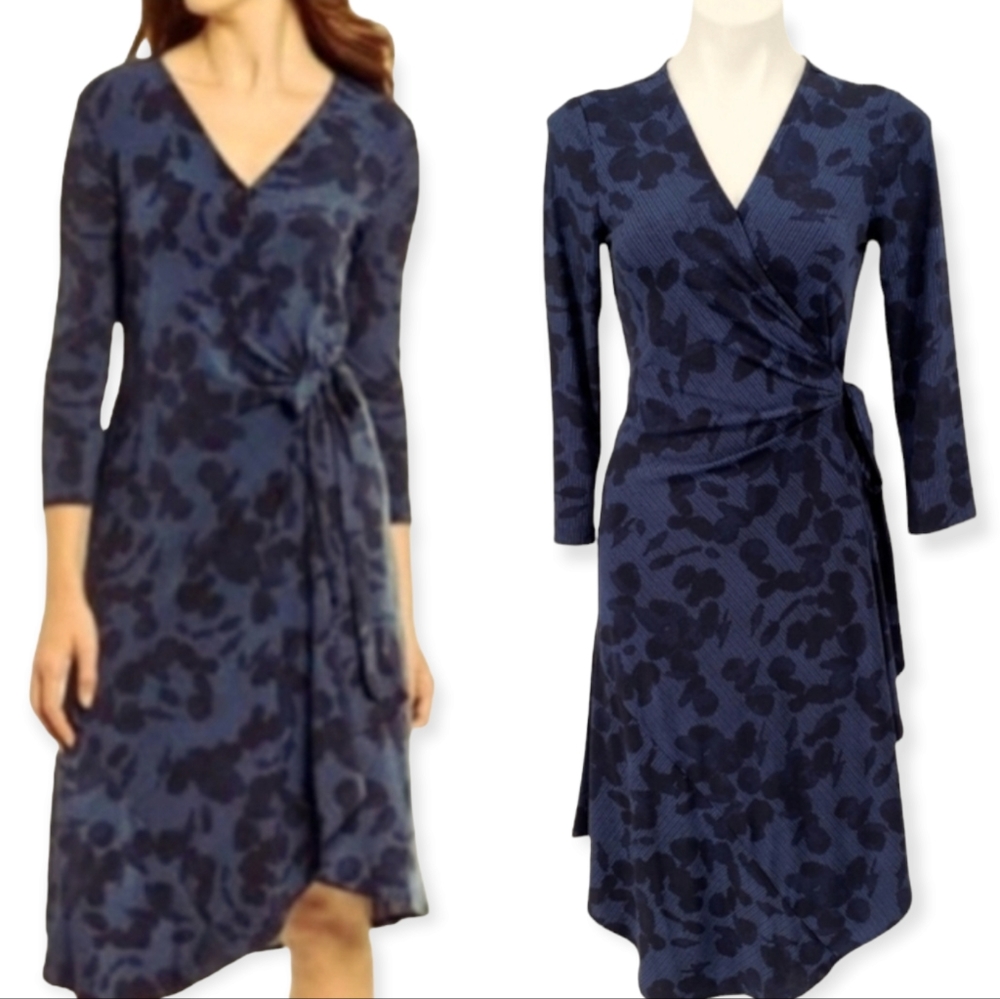 H by Halston Striped Floral Wrap Dress size XS